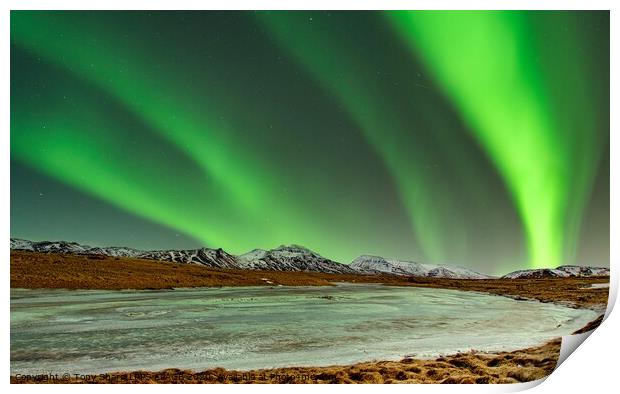 THE NORTHERN LIGHTS AT MIDNIGHT - ICELAND Print by Tony Sharp LRPS CPAGB