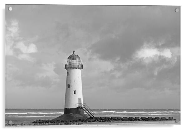 Point of Ayr Light House monocrome Acrylic by chris hyde