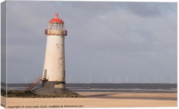 point of ayr lighthouse leaning  Canvas Print by chris hyde