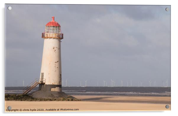 point of ayr lighthouse leaning  Acrylic by chris hyde