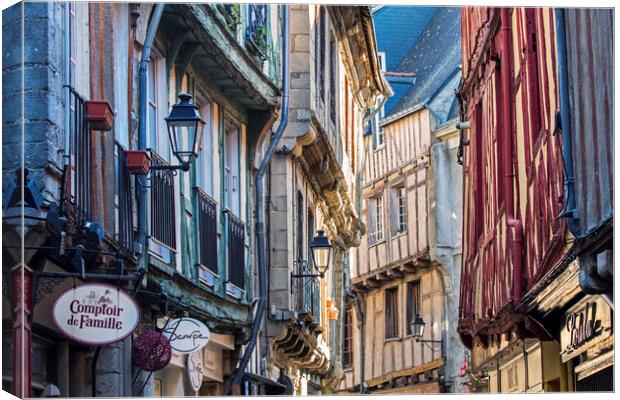 Old Timber Framed Houses in Vannes, Brittany Canvas Print by Arterra 