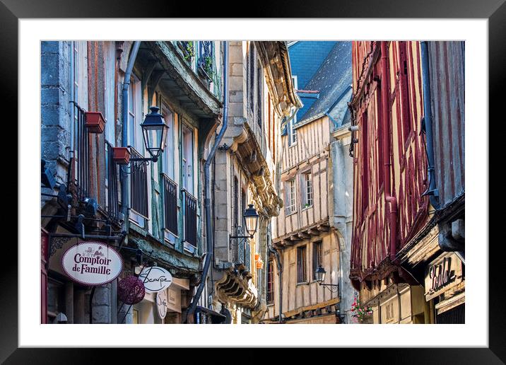 Old Timber Framed Houses in Vannes, Brittany Framed Mounted Print by Arterra 