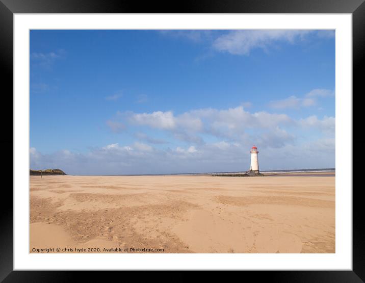 talacre beach and light house Framed Mounted Print by chris hyde