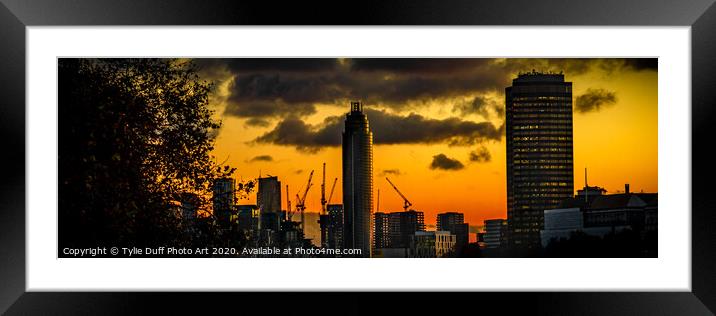 Fiery Sunset Over London Skyline Framed Mounted Print by Tylie Duff Photo Art