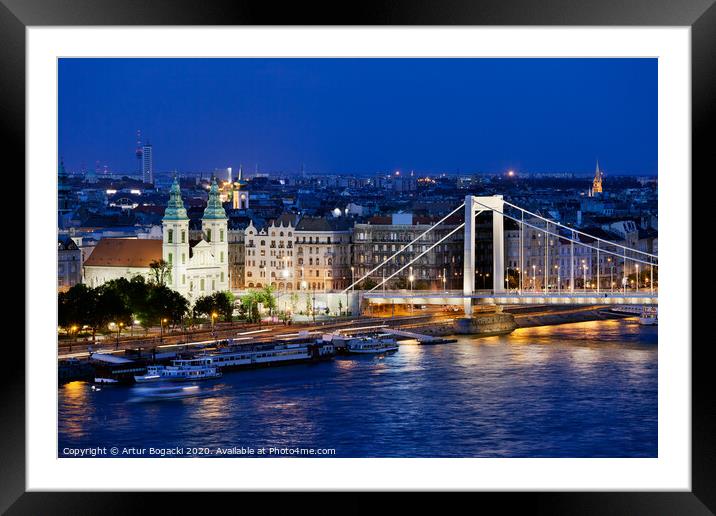 City of Budapest at Night Framed Mounted Print by Artur Bogacki