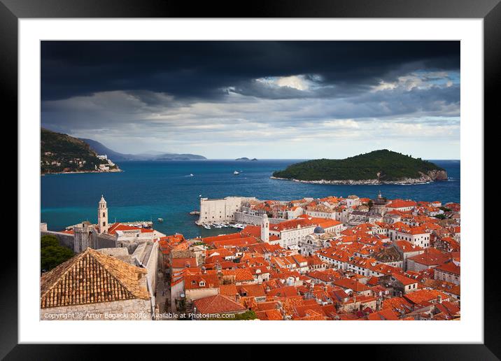 Old Town of Dubrovnik and Lokrum Island Framed Mounted Print by Artur Bogacki