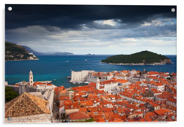Old Town of Dubrovnik and Lokrum Island Acrylic by Artur Bogacki