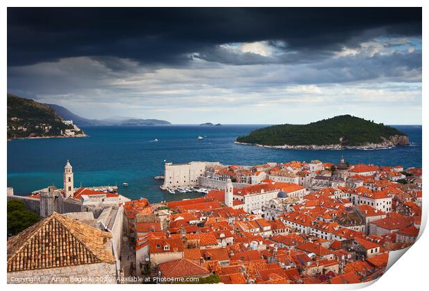 Old Town of Dubrovnik and Lokrum Island Print by Artur Bogacki