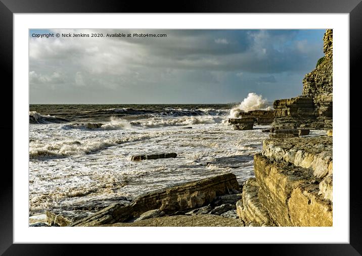 Dunraven Bay at High Tide Glamorgan Coast    Framed Mounted Print by Nick Jenkins
