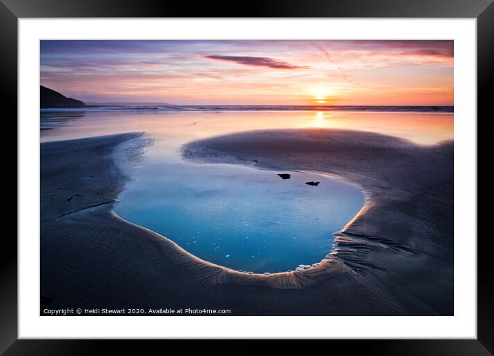 Rock Pool Sunset at Westward Ho! Framed Mounted Print by Heidi Stewart