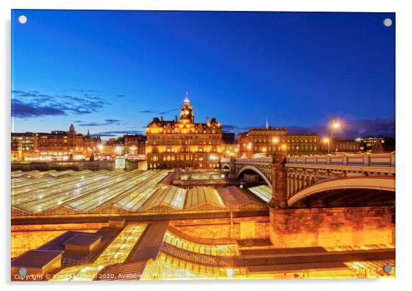 Waverley Train Station and Balmoral Hotel in Edinburgh Acrylic by Karol Kozlowski