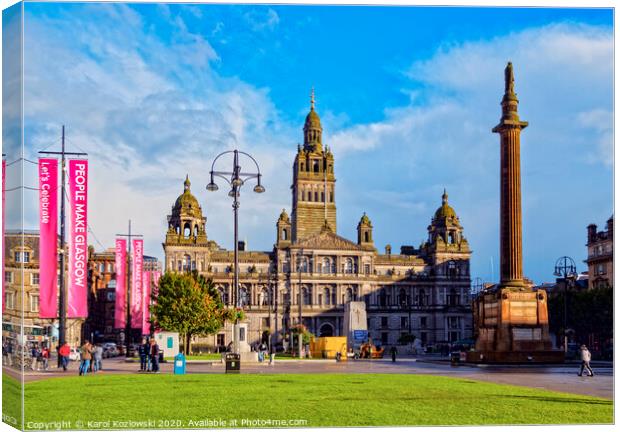 George Square in Glasgow Canvas Print by Karol Kozlowski