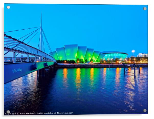 The Bells Bridge, The Clyde Auditorium and The Hydro in Glasgow Acrylic by Karol Kozlowski