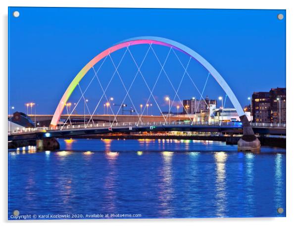 Clyde Arc in Glasgow Acrylic by Karol Kozlowski