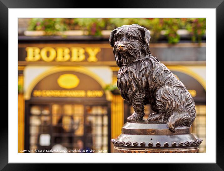 Statue of Bobby in Edinburgh Framed Mounted Print by Karol Kozlowski