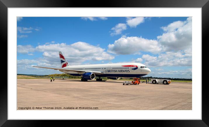 Boeing 767 G-BNWA on the tarmac at  Cardiff Framed Mounted Print by Peter Thomas