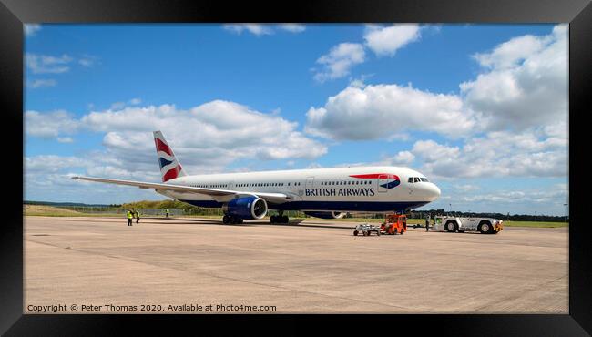 Boeing 767 G-BNWA on the tarmac at  Cardiff Framed Print by Peter Thomas