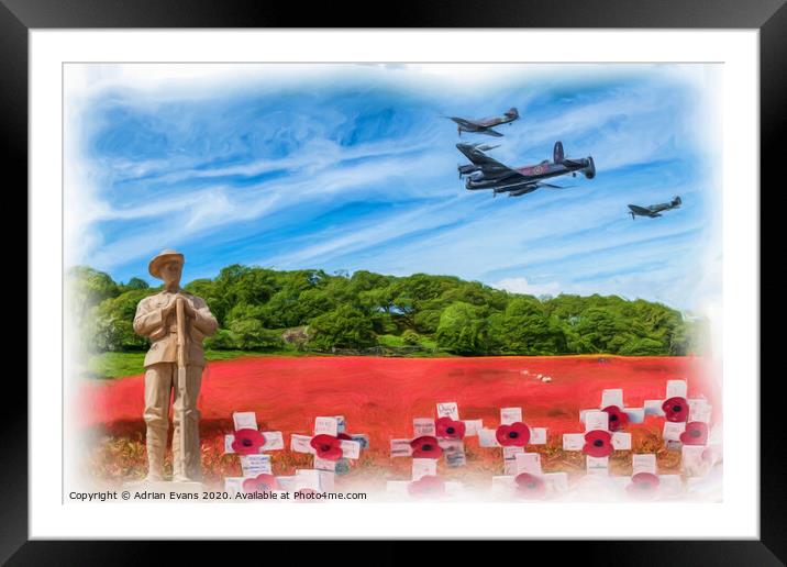 Lest We Forget Framed Mounted Print by Adrian Evans