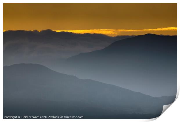 Sunrise in Snowdonia Print by Heidi Stewart