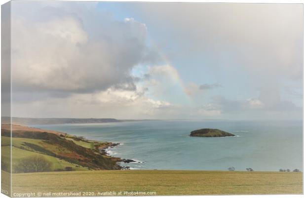 Rainbow Over Looe Bay. Canvas Print by Neil Mottershead