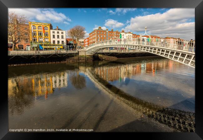 Ha'Penny bridge, Dublin Framed Print by jim Hamilton