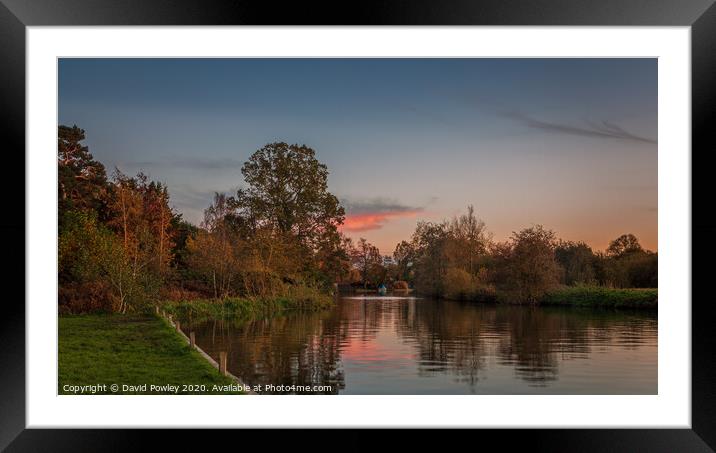 Autumnal sunset at Coltishall Framed Mounted Print by David Powley