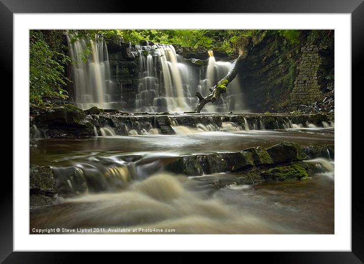 Scarloom Waterfall, Holden, Lancashire Framed Mounted Print by Steve Liptrot