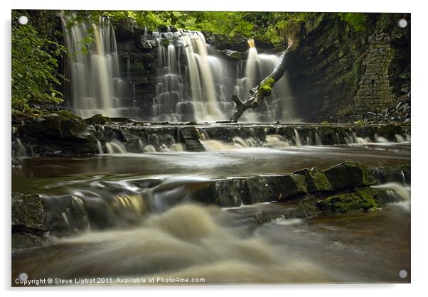 Scarloom Waterfall, Holden, Lancashire Acrylic by Steve Liptrot