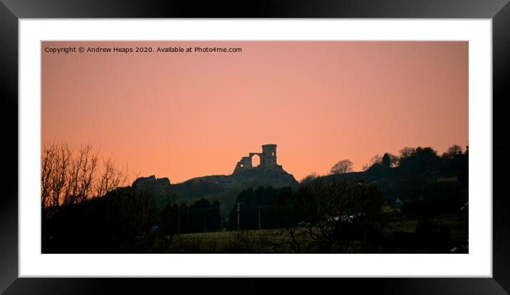 Mow cop castle sunset Framed Mounted Print by Andrew Heaps