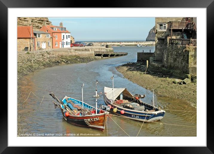 Staithes harbour, North Yorkshire Framed Mounted Print by David Mather