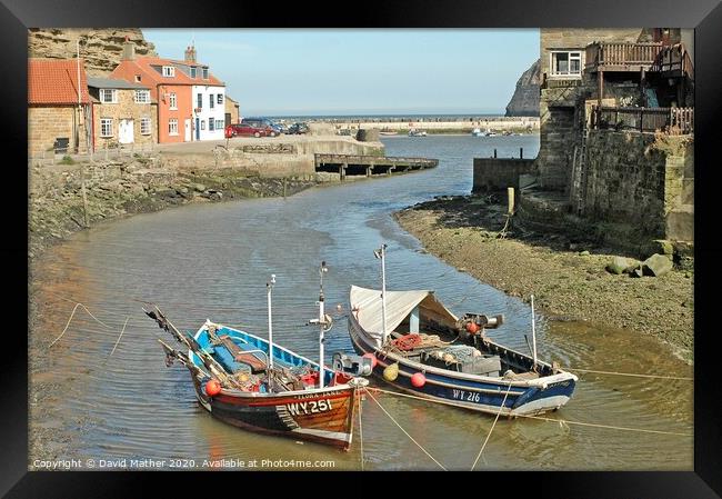 Staithes harbour, North Yorkshire Framed Print by David Mather