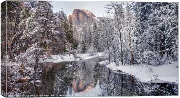 Half Dome after winter storm Yosemite Canvas Print by harry van Gorkum