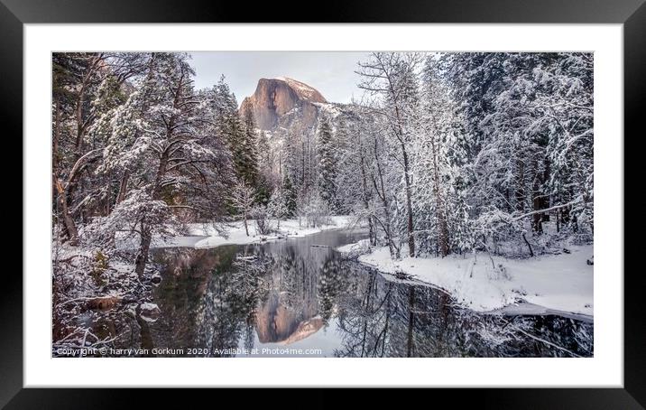 Half Dome after winter storm Yosemite Framed Mounted Print by harry van Gorkum