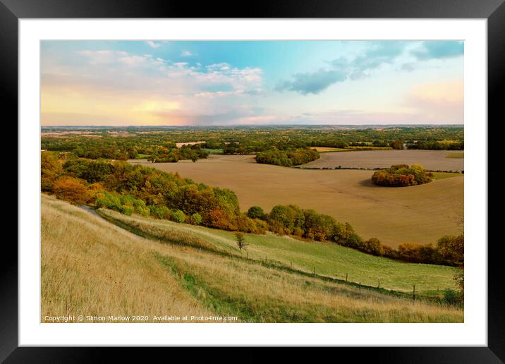 Beautiful autumn landscape taken from Inkpen Framed Mounted Print by Simon Marlow