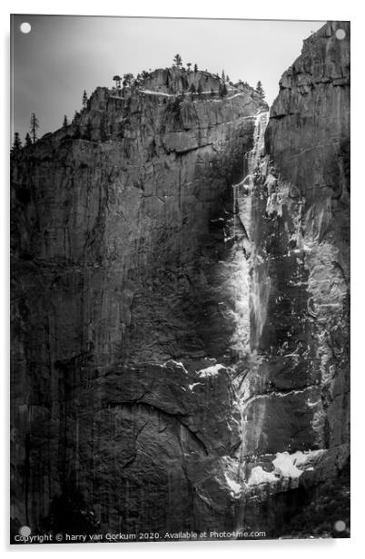 Bridaveil Falls with snow and ice in Yosemite Acrylic by harry van Gorkum