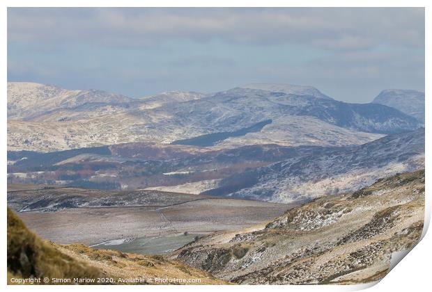 Majestic Snowdonia Mountains Print by Simon Marlow