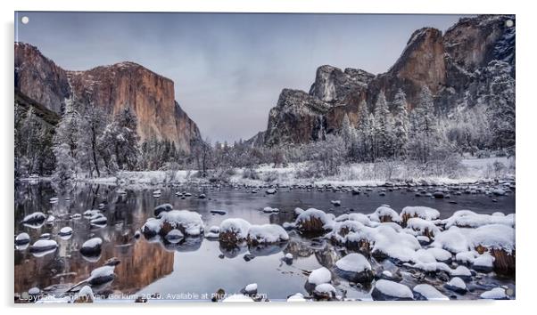 Yosemite in the snow from Valley View Acrylic by harry van Gorkum