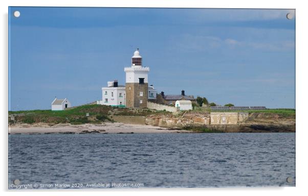 The lighthouse on Amble Island, Northumberland Acrylic by Simon Marlow