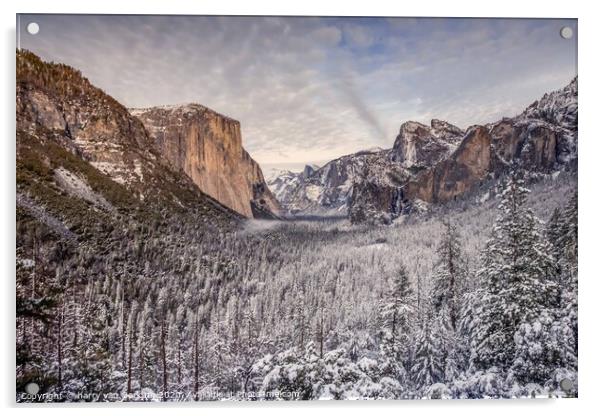 Yosemite valley in the snow Acrylic by harry van Gorkum
