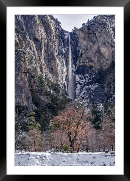 Bridaveil Falls, Yosemite in the snow. Framed Mounted Print by harry van Gorkum