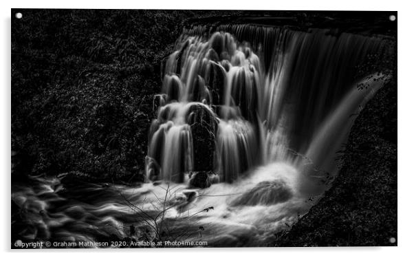 Black and white falls  Acrylic by Graham Mathieson