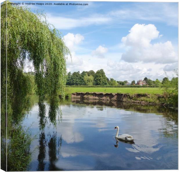 Outdoor waterside river bank at Wolsley centre Canvas Print by Andrew Heaps