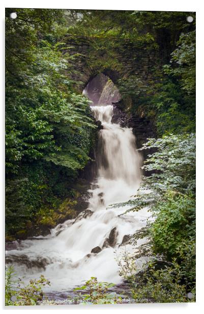 Ingleborough Waterfall with Bridge Acrylic by Heather Sheldrick