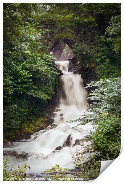 Ingleborough Waterfall with Bridge Print by Heather Sheldrick