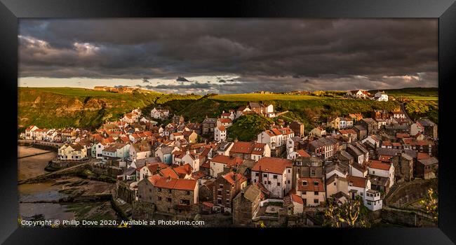 Storm Clouds over Staithes Framed Print by Phillip Dove LRPS