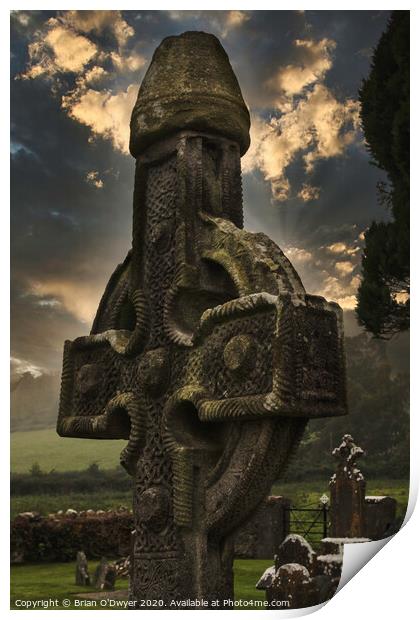 Celtic cross sunlight Print by Brian O'Dwyer