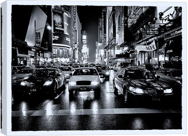 Times Square - Film Noir style Canvas Print by peter tachauer