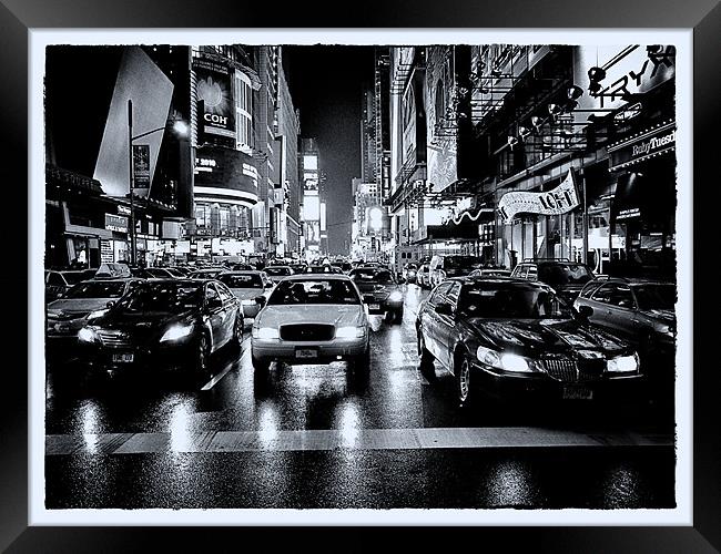Times Square - Film Noir style Framed Print by peter tachauer