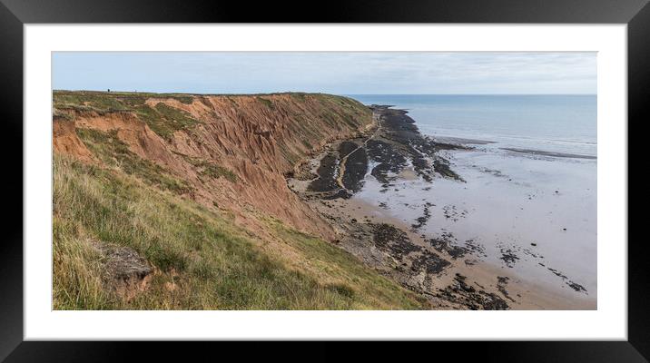 Filey Brigg cliffs and rock pools Framed Mounted Print by Jason Wells