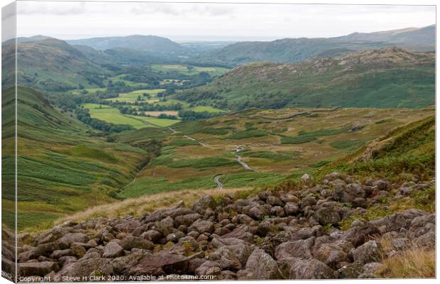 The Hardknott Pass  In The Lake District Canvas Print by Steve H Clark
